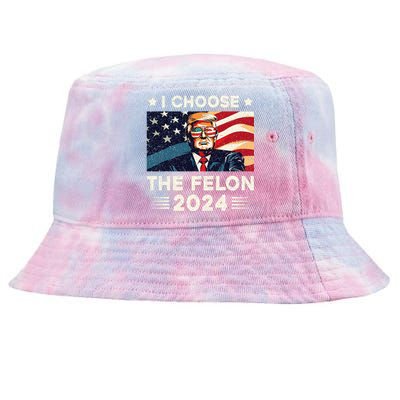 I Choose The Felon 2024 Funny Republican Patriotic Tie-Dyed Bucket Hat