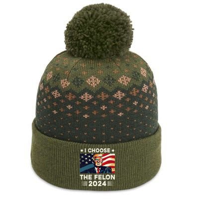 I Choose The Felon 2024 Funny Republican Patriotic The Baniff Cuffed Pom Beanie