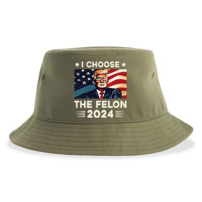 I Choose The Felon 2024 Funny Republican Patriotic Sustainable Bucket Hat