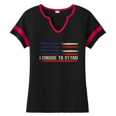 I Choose To Stand Great Gift Pledge Of Allegiance American Flag Gift Ladies Halftime Notch Neck Tee