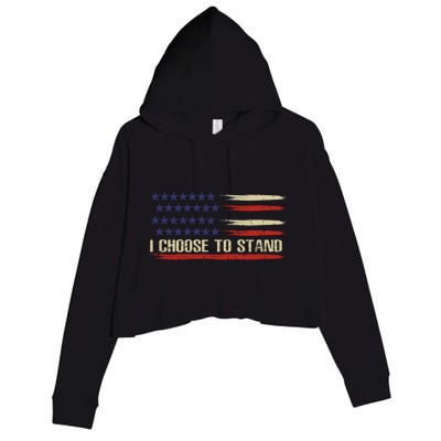 I Choose To Stand Great Gift Pledge Of Allegiance American Flag Gift Crop Fleece Hoodie