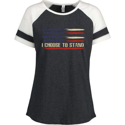 I Choose To Stand Great Gift Pledge Of Allegiance American Flag Gift Enza Ladies Jersey Colorblock Tee