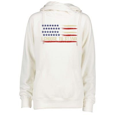 I Choose To Stand Great Gift Pledge Of Allegiance American Flag Gift Womens Funnel Neck Pullover Hood