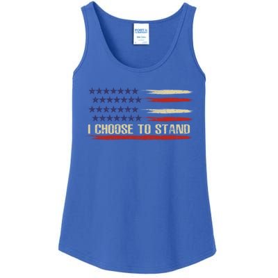 I Choose To Stand Great Gift Pledge Of Allegiance American Flag Gift Ladies Essential Tank