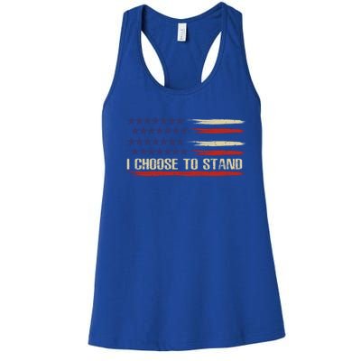 I Choose To Stand Great Gift Pledge Of Allegiance American Flag Gift Women's Racerback Tank