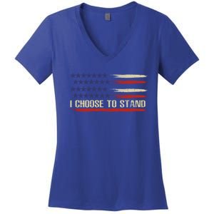 I Choose To Stand Great Gift Pledge Of Allegiance American Flag Gift Women's V-Neck T-Shirt