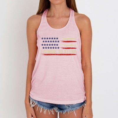 I Choose To Stand Great Gift Pledge Of Allegiance American Flag Gift Women's Knotted Racerback Tank