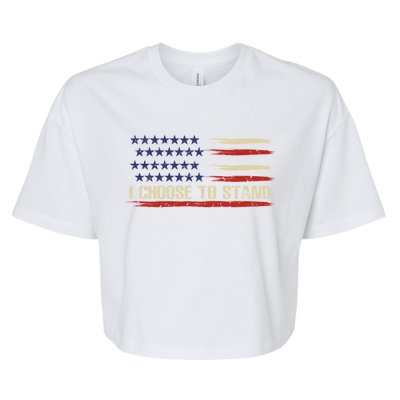 I Choose To Stand Great Gift Pledge Of Allegiance American Flag Gift Bella+Canvas Jersey Crop Tee