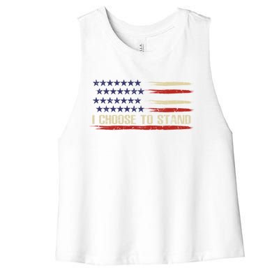 I Choose To Stand Great Gift Pledge Of Allegiance American Flag Gift Women's Racerback Cropped Tank