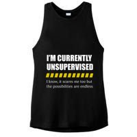 IM Currently Unsupervised I Know It Scares Me Too But The Possibilities Are End Ladies PosiCharge Tri-Blend Wicking Tank