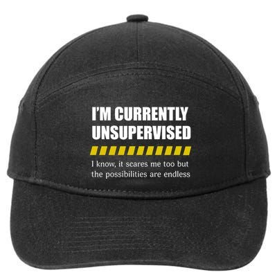 IM Currently Unsupervised I Know It Scares Me Too But The Possibilities Are End 7-Panel Snapback Hat