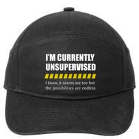 IM Currently Unsupervised I Know It Scares Me Too But The Possibilities Are End 7-Panel Snapback Hat