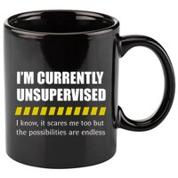 IM Currently Unsupervised I Know It Scares Me Too But The Possibilities Are End 11oz C Handle Ceramic Mug
