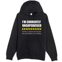 IM Currently Unsupervised I Know It Scares Me Too But The Possibilities Are End Premium Pullover Hoodie