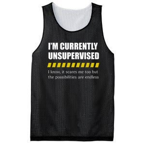 IM Currently Unsupervised I Know It Scares Me Too But The Possibilities Are End Mesh Reversible Basketball Jersey Tank