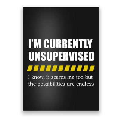 IM Currently Unsupervised I Know It Scares Me Too But The Possibilities Are End Poster