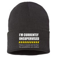 IM Currently Unsupervised I Know It Scares Me Too But The Possibilities Are End Sustainable Knit Beanie