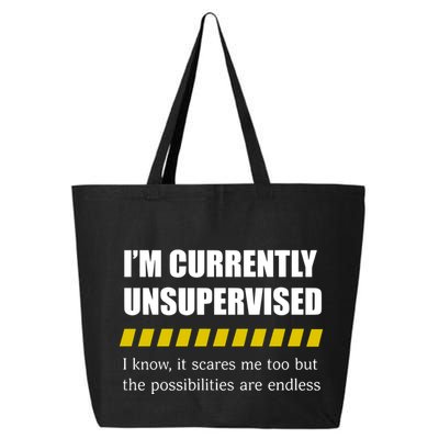 IM Currently Unsupervised I Know It Scares Me Too But The Possibilities Are End 25L Jumbo Tote