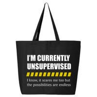 IM Currently Unsupervised I Know It Scares Me Too But The Possibilities Are End 25L Jumbo Tote