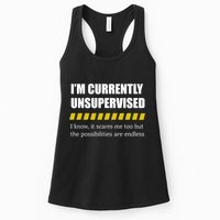 IM Currently Unsupervised I Know It Scares Me Too But The Possibilities Are End Womens Tank Top