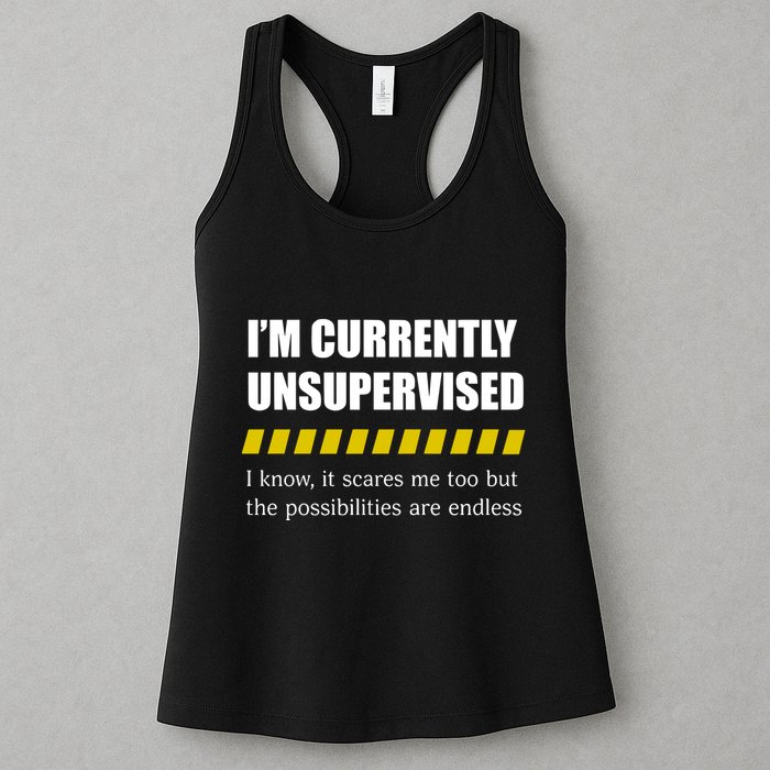 IM Currently Unsupervised I Know It Scares Me Too But The Possibilities Are End Womens Tank Top