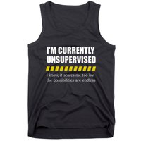 IM Currently Unsupervised I Know It Scares Me Too But The Possibilities Are End Tank Top