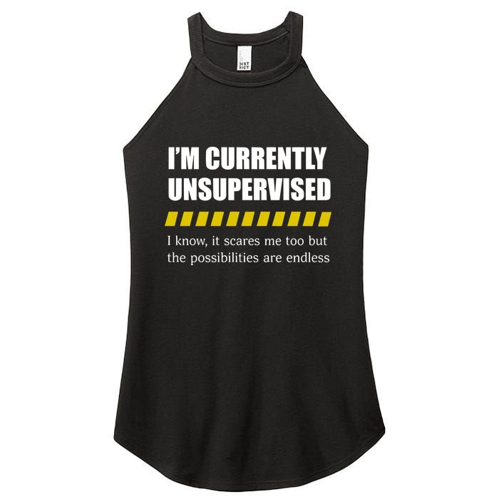 IM Currently Unsupervised I Know It Scares Me Too But The Possibilities Are End Women's Perfect Tri Rocker Tank