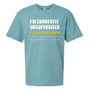 IM Currently Unsupervised I Know It Scares Me Too But The Possibilities Are End Sueded Cloud Jersey T-Shirt