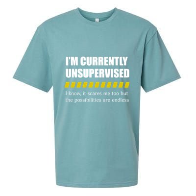 IM Currently Unsupervised I Know It Scares Me Too But The Possibilities Are End Sueded Cloud Jersey T-Shirt