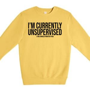 Im Currently Unsupervised This Should Frighten You Funny Premium Crewneck Sweatshirt