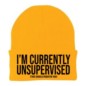 Im Currently Unsupervised This Should Frighten You Funny Knit Cap Winter Beanie