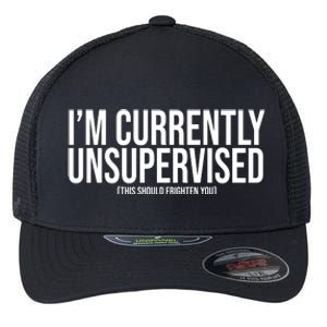 Im Currently Unsupervised This Should Frighten You Funny Flexfit Unipanel Trucker Cap