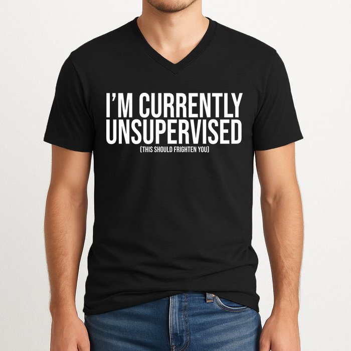 Im Currently Unsupervised This Should Frighten You Funny V-Neck T-Shirt