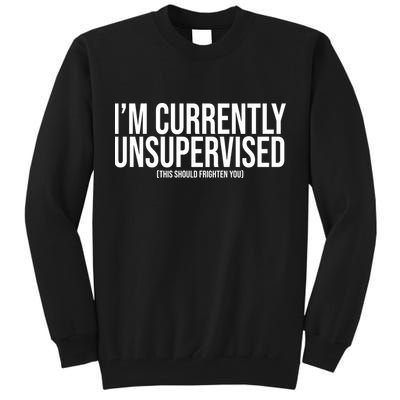 Im Currently Unsupervised This Should Frighten You Funny Tall Sweatshirt