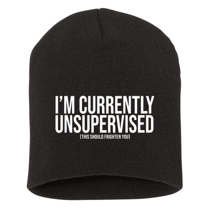 Im Currently Unsupervised This Should Frighten You Funny Short Acrylic Beanie