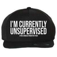 Im Currently Unsupervised This Should Frighten You Funny Wool Snapback Cap