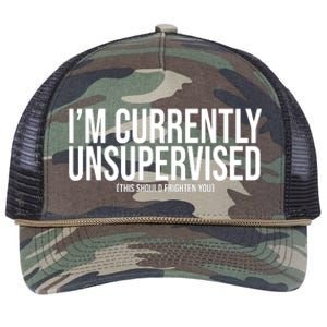 Im Currently Unsupervised This Should Frighten You Funny Retro Rope Trucker Hat Cap