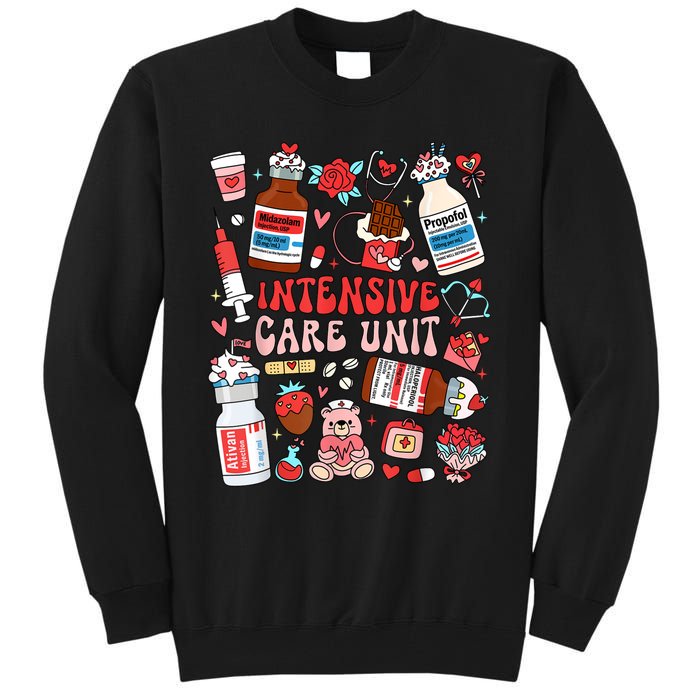 Intensive Care Unit Icu Nurse Happy ValentineS Day Retro Tall Sweatshirt