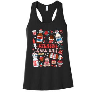 Intensive Care Unit Icu Nurse Happy ValentineS Day Retro Women's Racerback Tank