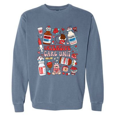 Intensive Care Unit Icu Nurse Happy ValentineS Day Retro Garment-Dyed Sweatshirt