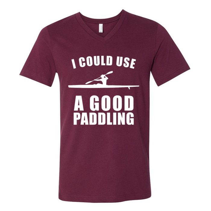 I Could Use A Good Paddling Funny Kayak V-Neck T-Shirt