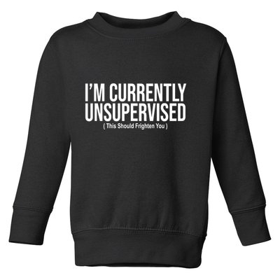 Im Currently Unsupervised This Should Frighten You Funny Toddler Sweatshirt