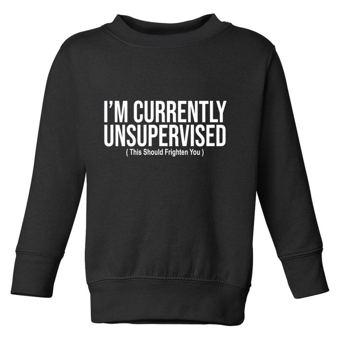 Im Currently Unsupervised This Should Frighten You Funny Toddler Sweatshirt