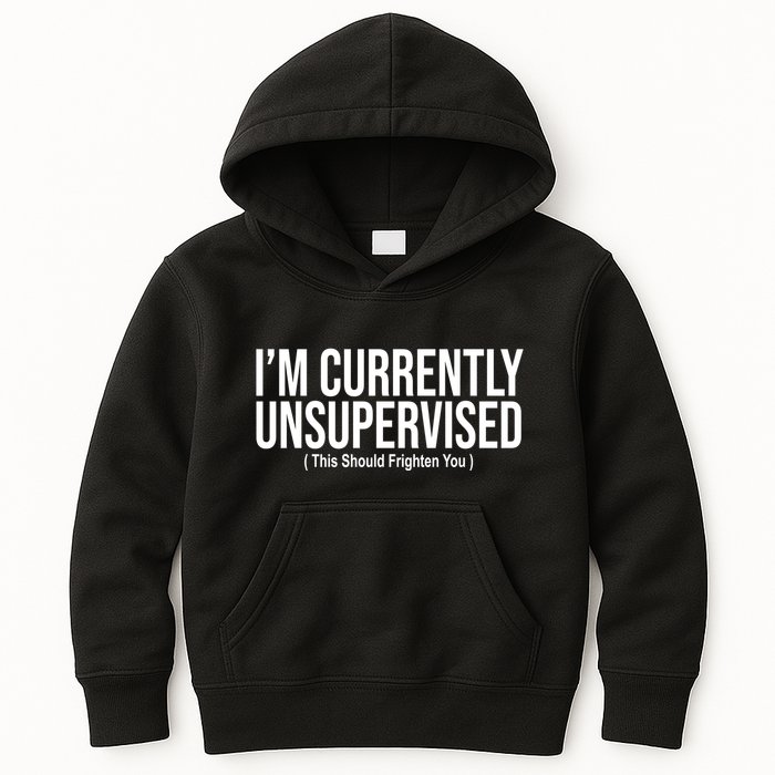 Im Currently Unsupervised This Should Frighten You Funny Kids Hoodie
