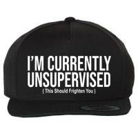 Im Currently Unsupervised This Should Frighten You Funny Wool Snapback Cap