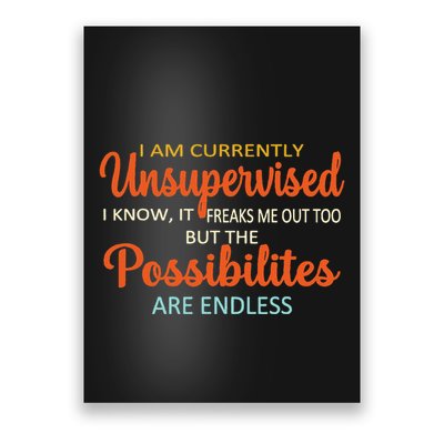 IM Currently Unsupervised But Possibilities Endless Funny Poster