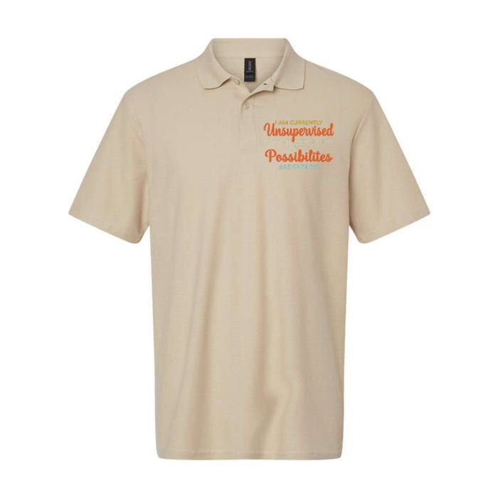 IM Currently Unsupervised But Possibilities Endless Funny Softstyle Adult Sport Polo