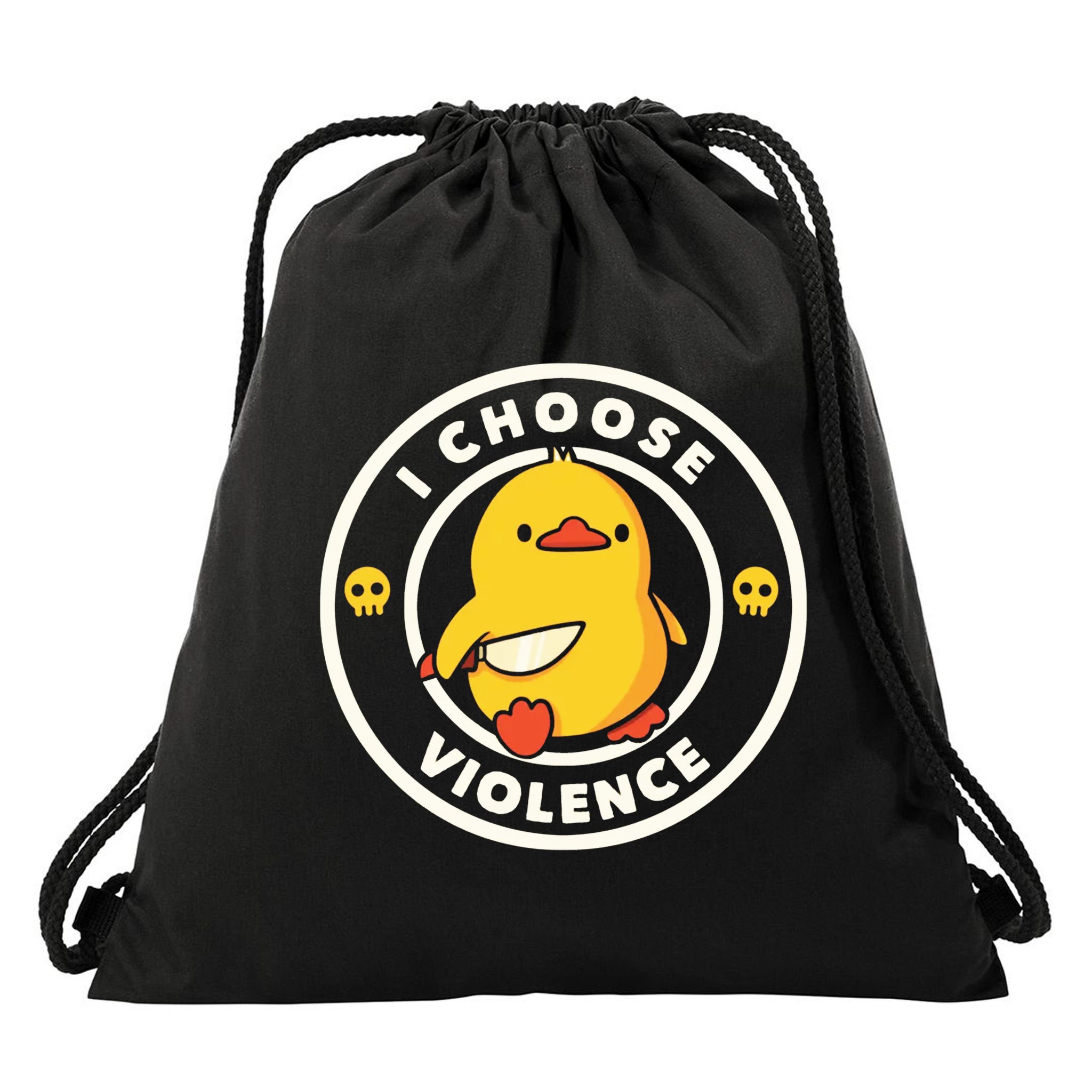 I Choose Violence Funny Duck Drawstring Bag
