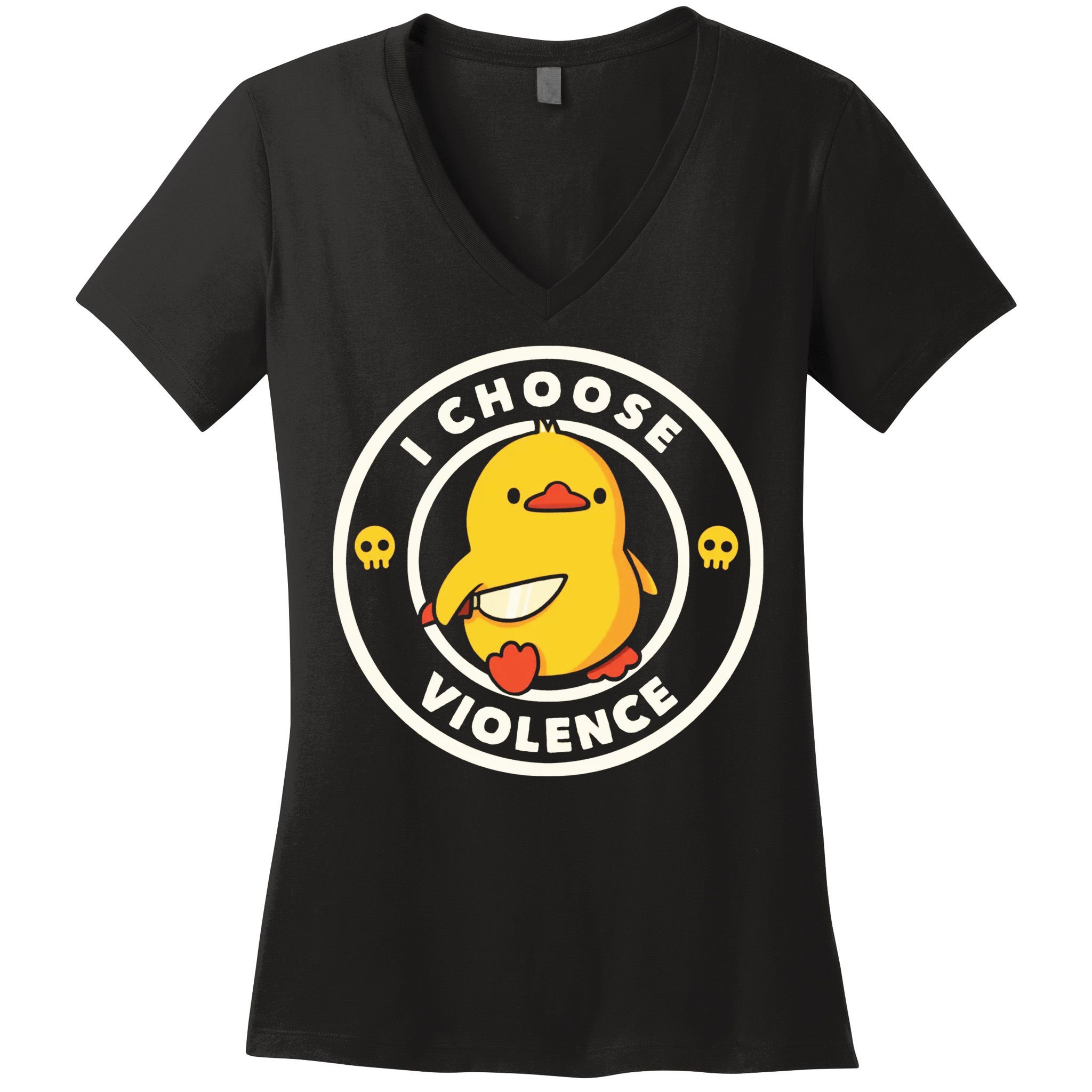 I Choose Violence Funny Duck Women's V-Neck T-Shirt