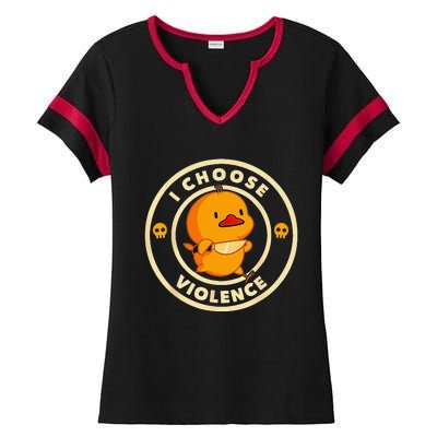 I Choose Violence Duck Lover Sarcasm Humor Ladies Halftime Notch Neck Tee